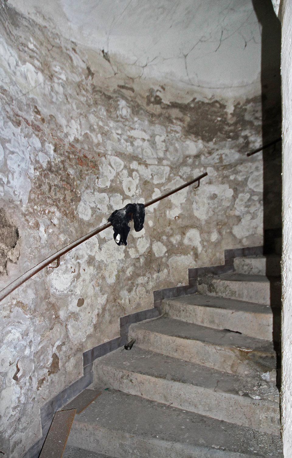 Vystoupejme nyní po kamenném točitém schodišti ze sklepa na rychlou prohlídku domu před jeho zbouráním.