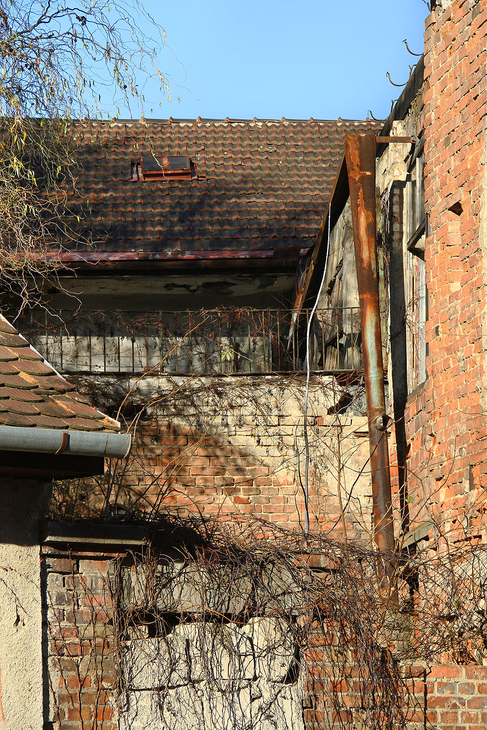 Letmý pohled vyvolává starobylou, stínadleksou atmosféru. Bezděky navozuje myšlenky na dávno zemřelé obyvatele domu v předminulém století, za válek i po nich - místo, kde se historie přelévá do současnosti.