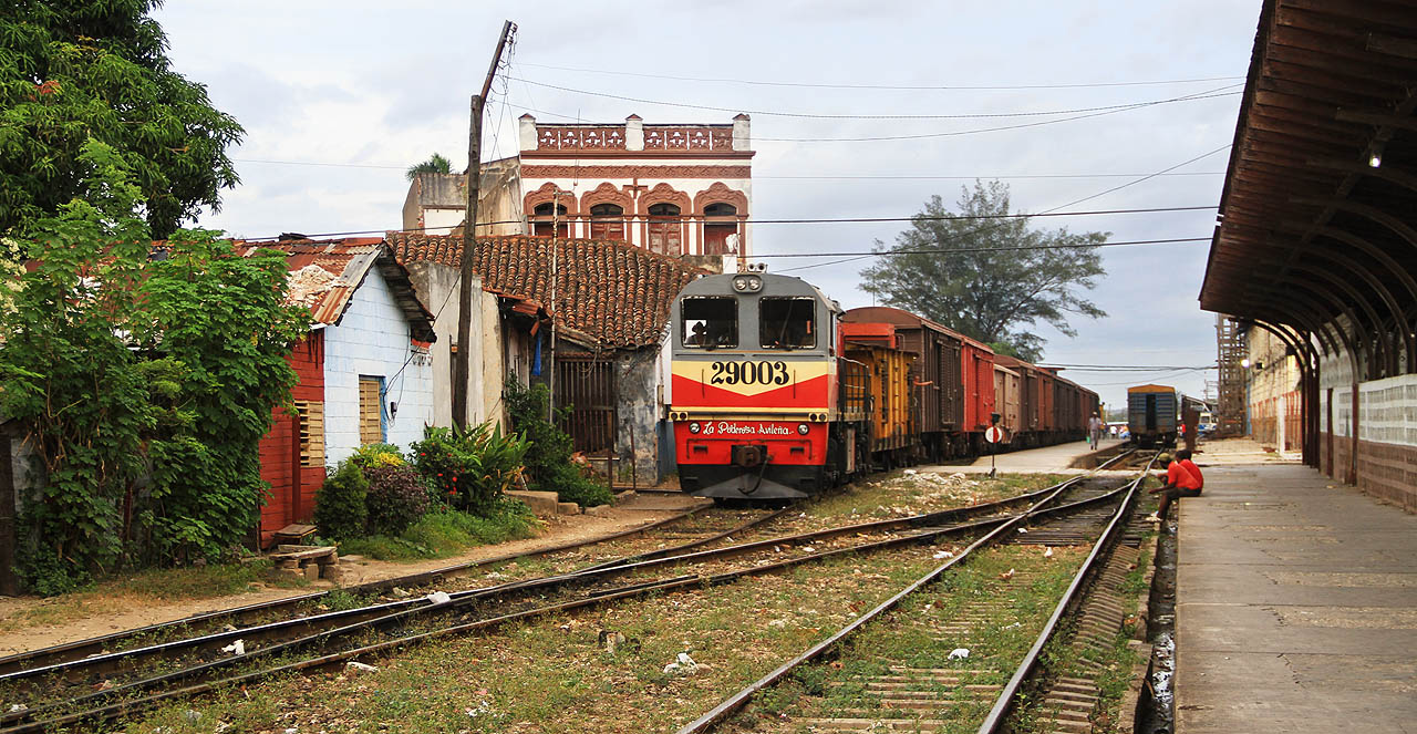 Sovětské lokomotivy TGM8 jsou exportní verzí typu TGM6. Na Kubu byly dodávány v létech 1976 a 1977. Na snímku je na elektrický přenos výkonu přestavěný stroj TGM8Ek (původně kubánská řada 38 změněná na řadu 29 - unikátní řadu o jediném stroji 29003 (původně 38522) před rozsáhlejší objednávkou modernizace těchto lokomotiv ruskou strojírnou Sinara ze srpna 2016).