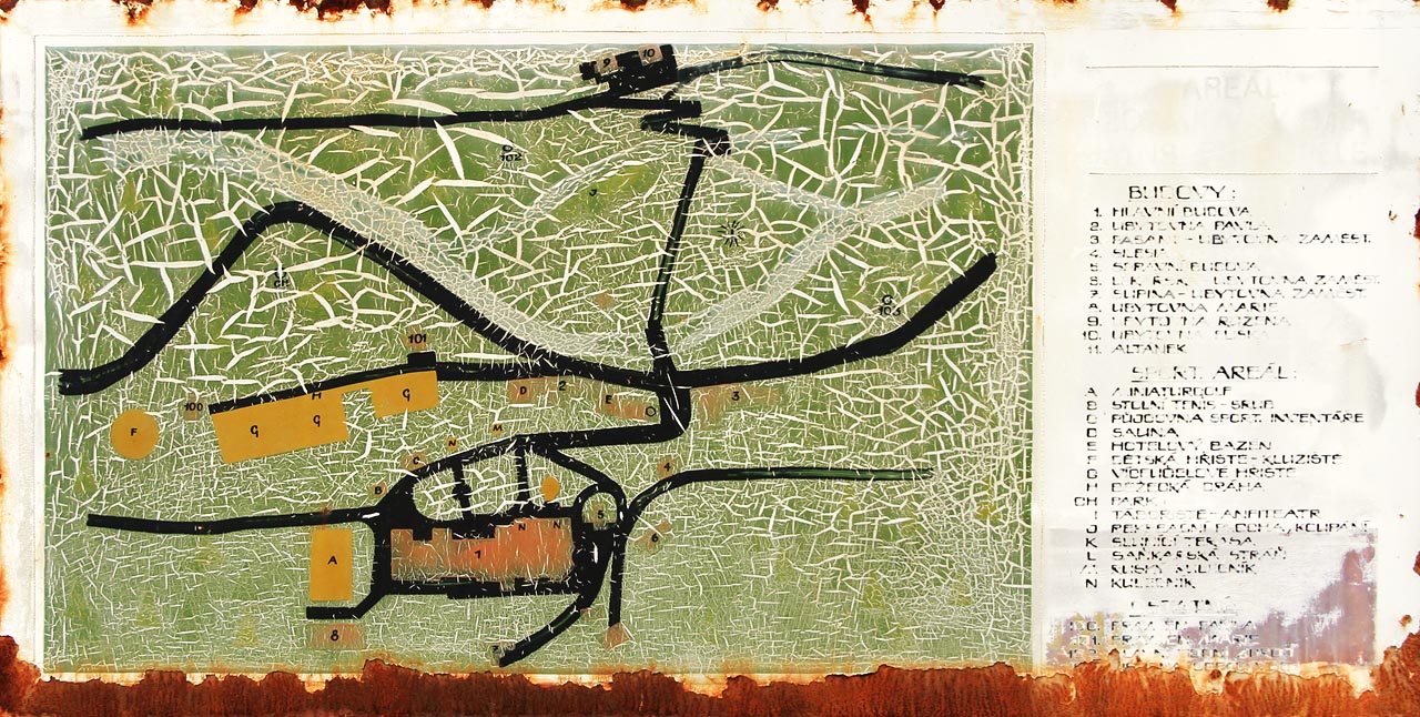 Orientační plán pochází pravděpodobně z konce 80. let 20. století. Přesto může být cenným zdrojem informací při průzmumu areálu.