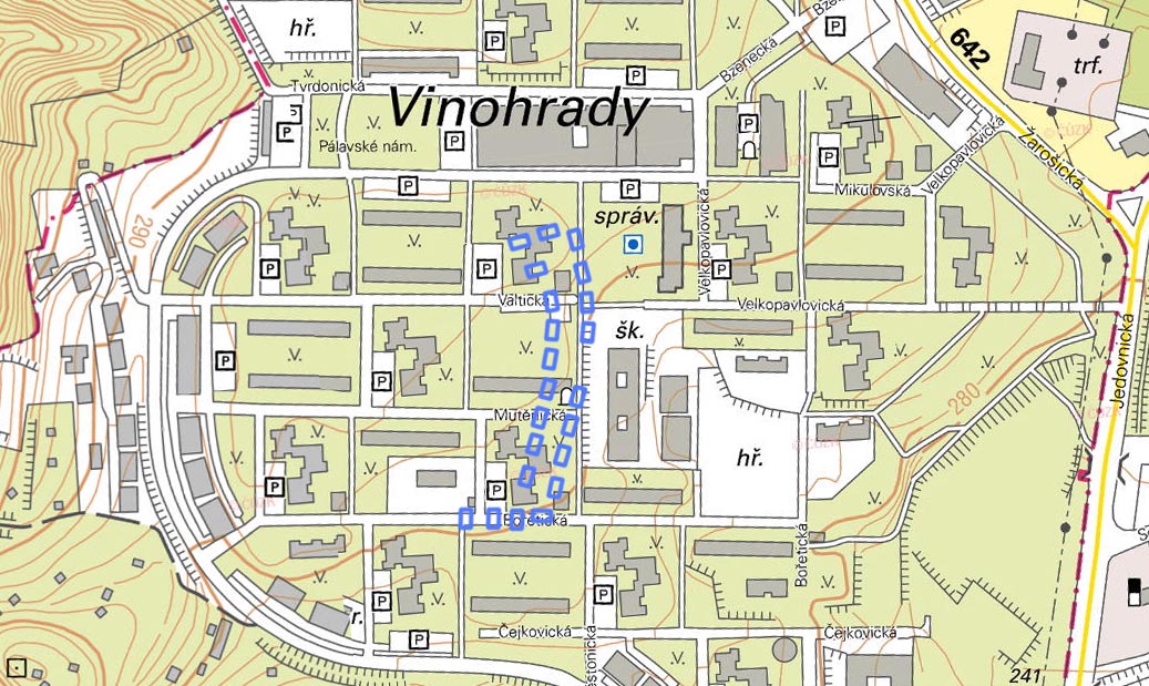 Kolonie Hamburk byla tvořena jednou ulicí zhruba v prostoru dnešních ulic Valtické, Mutěnické a Bořetické. V mapce jsou modře zakreleny pouze domky, které přežily bombardování na konci 2. světové války.
