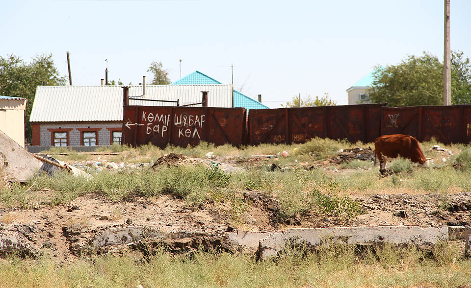 Nápisy jsou tu ale špatně přeložitelné. Například o nápisu „көмір шұбар бар көл“ si myslím, že znamená „uhlí všech barev u jezera“.