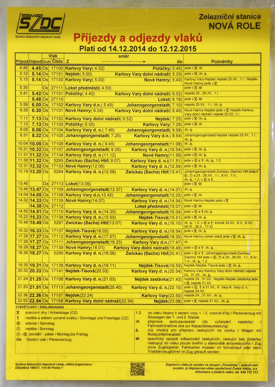 Na celostátní dráze z Karlových Varů do Potůčků je i v roce 2015 čilý provoz. Narozdíl od trati do Chodova, po které projedou denně v každém směru dva osobní vlaky.