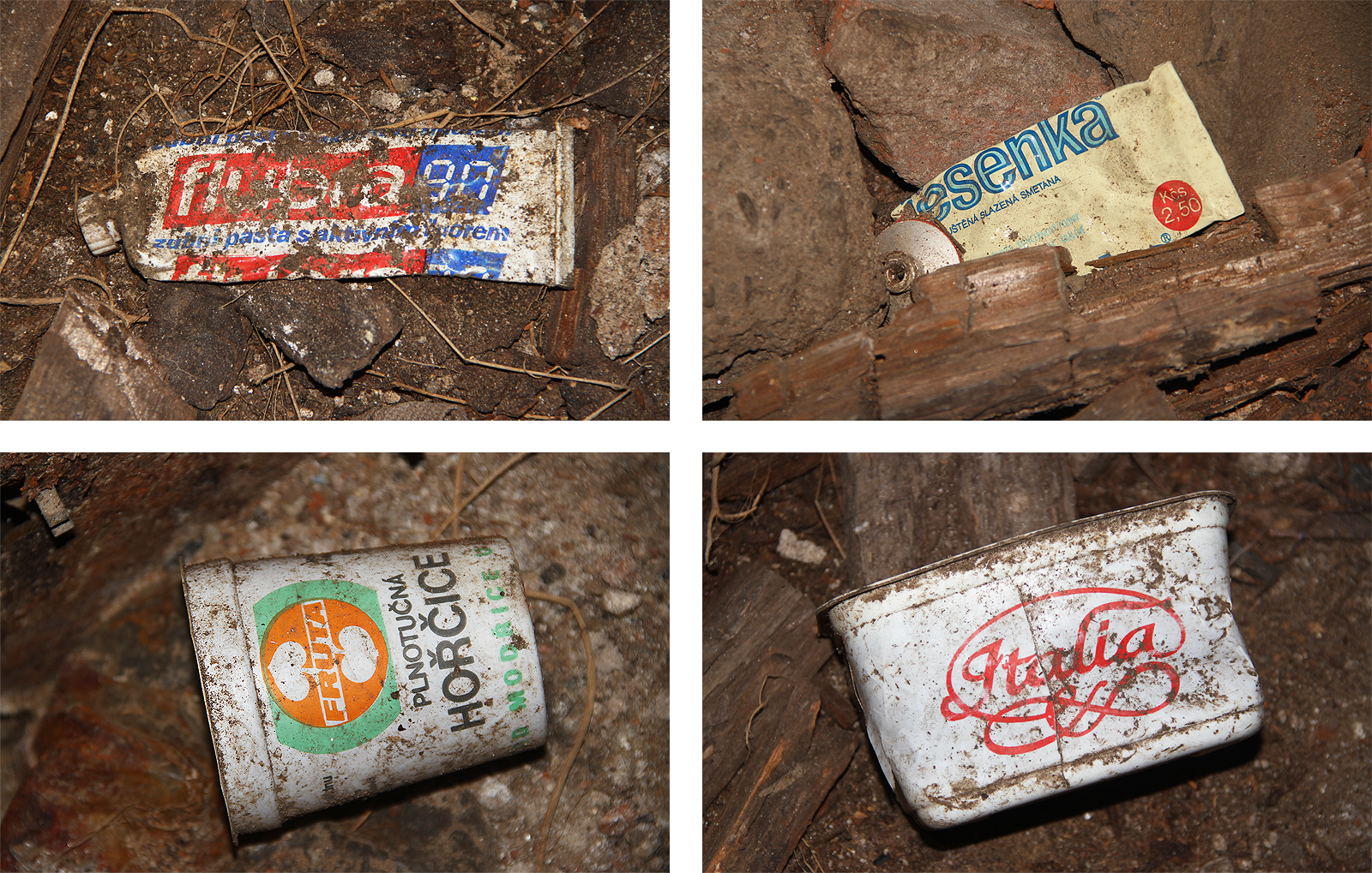 Na své si zde přijdou zejména pamětníci 90. let 20. století - v té době byl zřejmě sklep na nějakou dobu odkryt a kolemjdoucí i místní do něj nahrnuli vše, co nechtěli mít na očích.