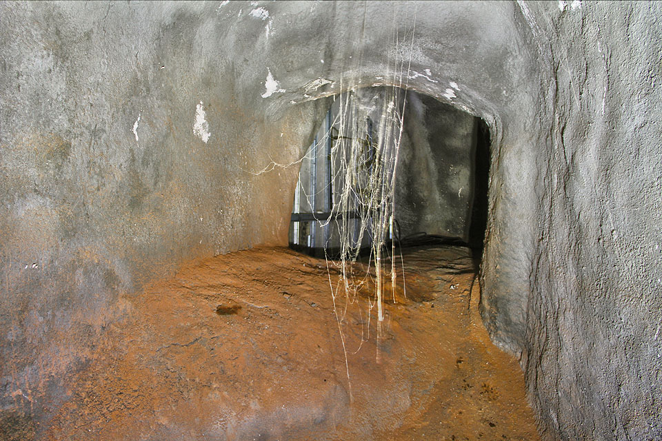 S úctou se prosmýkáme chodbou, kde možná nikdo nebyl deset let. Metr vysoké zaprášené pavučiny svědčí o naprostém klidu podzemních prostor, kam nezaznívá ani dunění tramvají na povrchu.