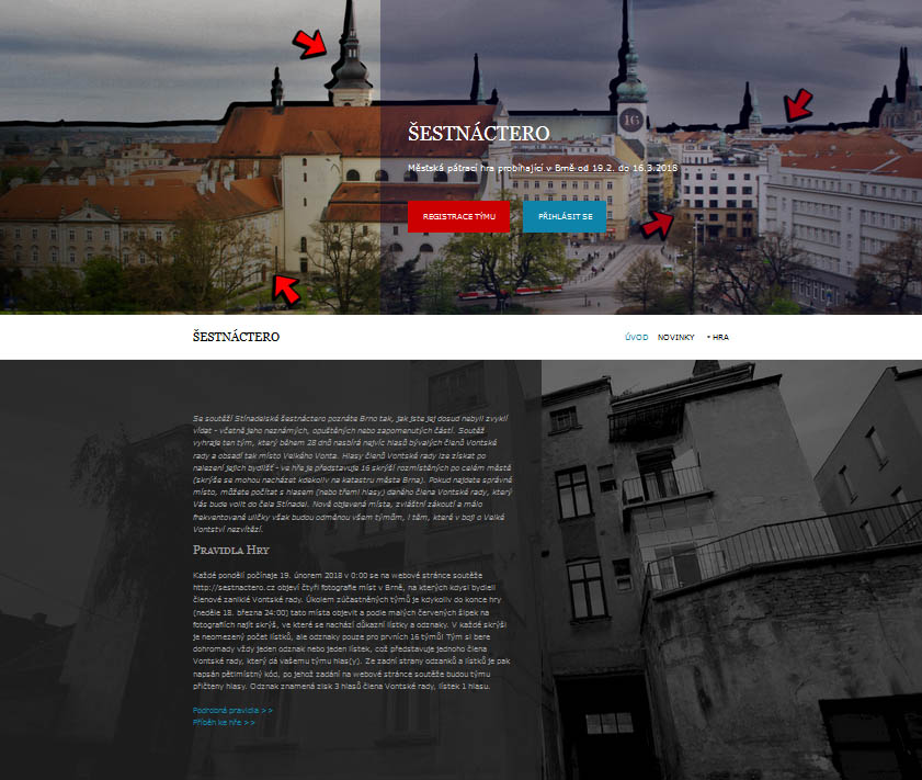 Webová stránka Stínadelského šestnáctera se nese v temných tónech, které odpovídají tajemné povaze Stínadelských zákoutí.