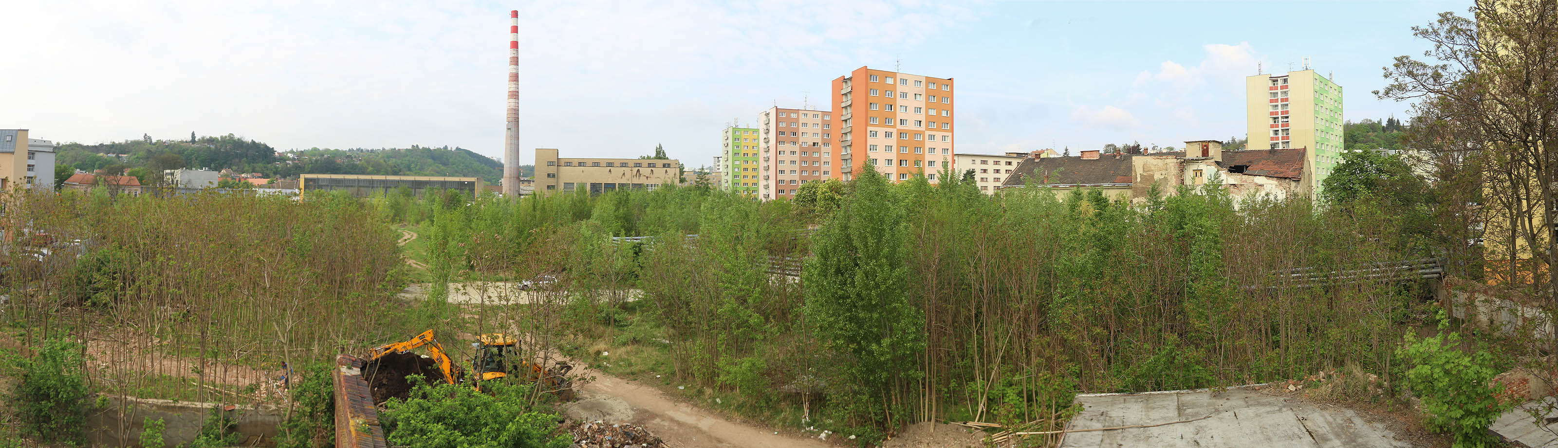 Pohled na areál bývalé oděvní továrny Kras na Starém Brně v roce 2018.