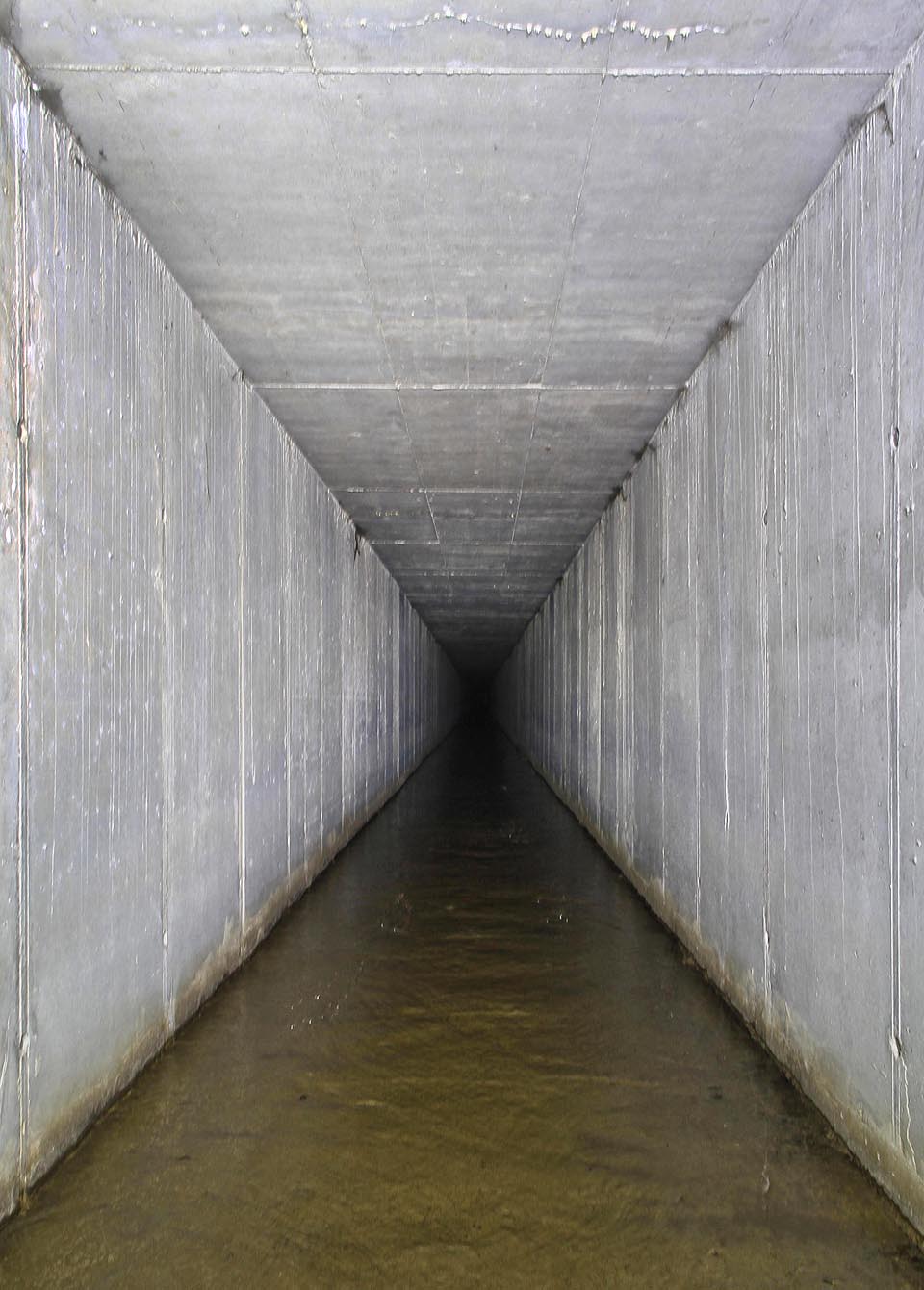 Za normálního stavu není v Líšeňském potoku mnoho vody, stačí to ale na pokrytí plochého dna chodby.