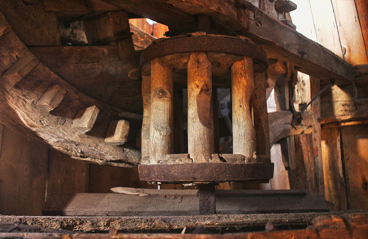 Detail převodu palečnicového kola na céví.