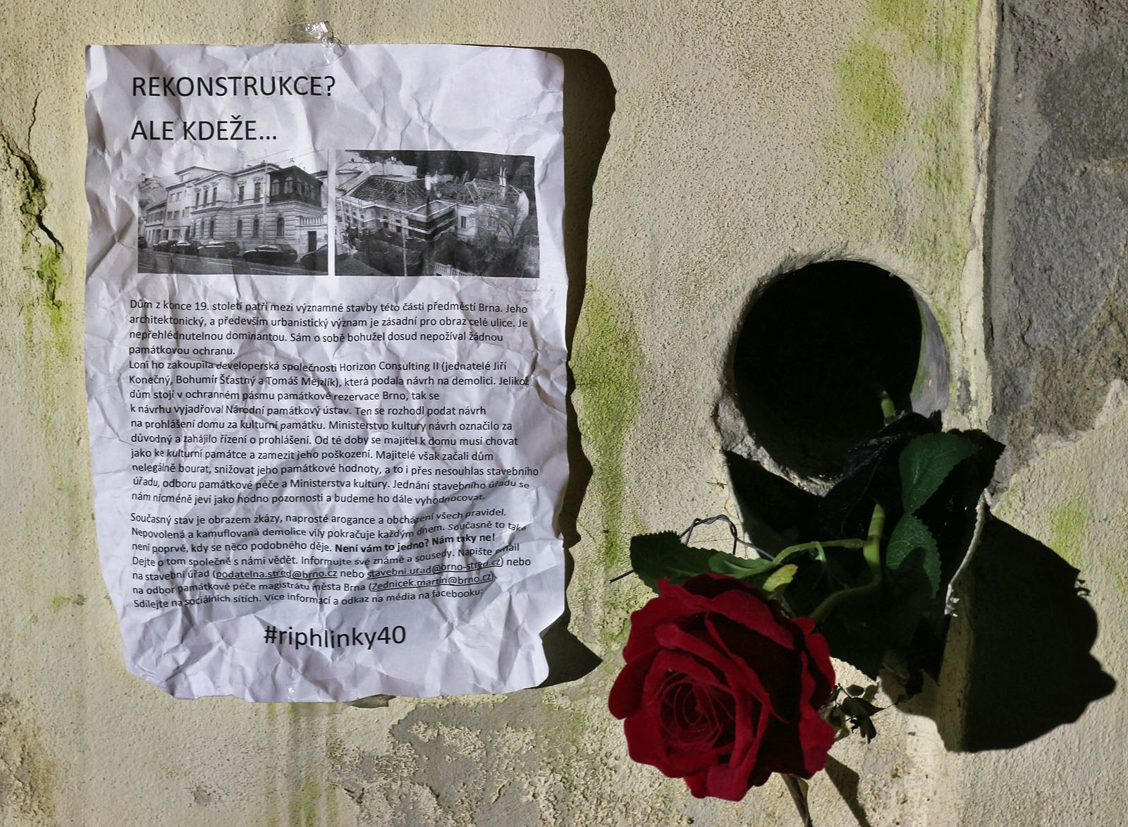 Matěj Kruntorád a Kristína Ketmanová na Facebooku vytvořili tag #riphlinky40, kde se podařilo objasnit některé detaily z historie vily.