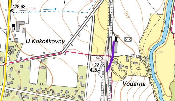 Vlečka do vápenky v Rakovicích vychází z nejvýchodnější koleje železniční stanice Čimelice a po 180 m končí slepě u nákladové rampy vápenky.