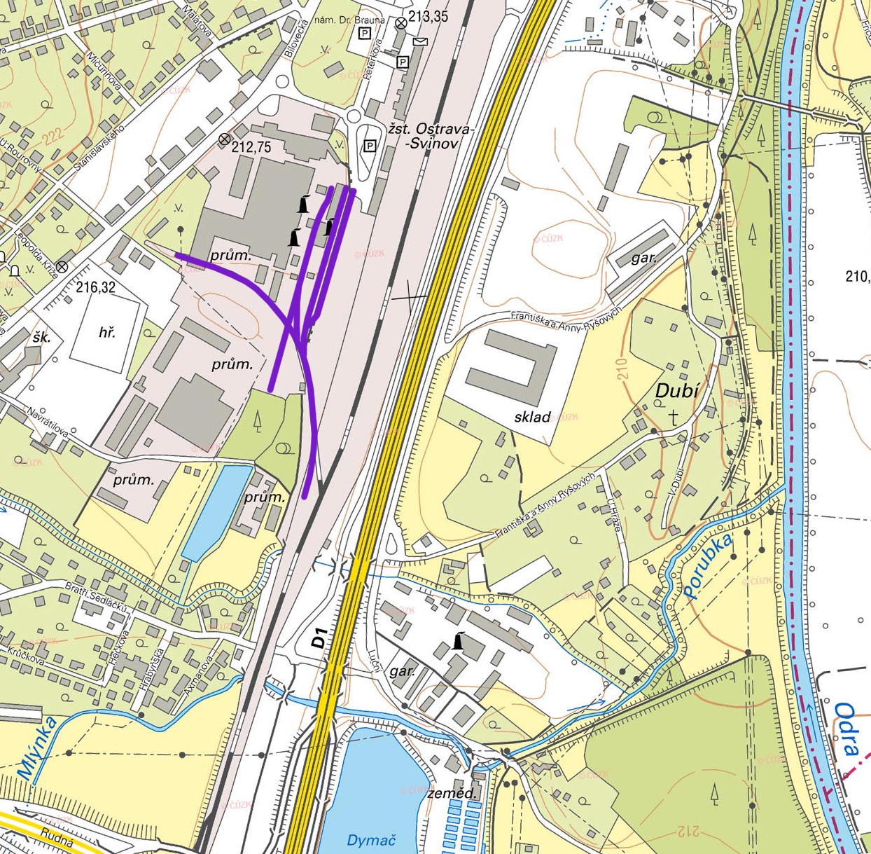 Vlečka Ostrava-Svinov - sklad hutního materiálu