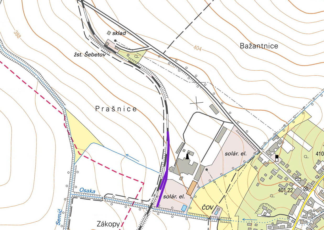 Vlečka do dřevařských závodů je historicky jediná vlečka v Šebetově.