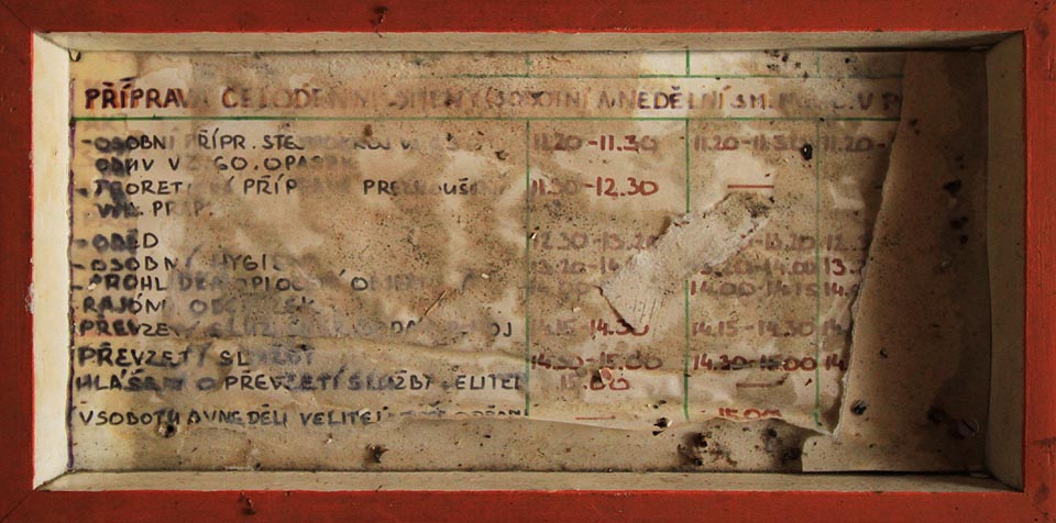 Jedinečným dokumentem o programu posádek je rozpis směn, poskytující fragmenty denního rozvrhu vojáků.